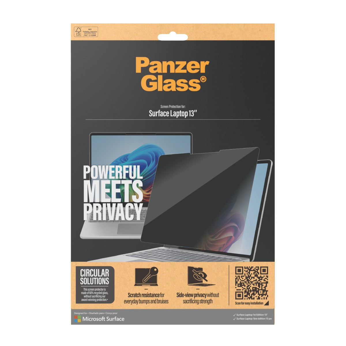 PanzerGlass® Privacy Displayschutz Microsoft Surface Laptop 13'' | Ultra-Wide Fit